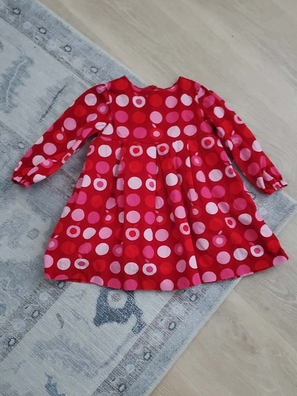 Jacadi Paris Girs Red Long Sleeve Apple Circle Dress Sz4